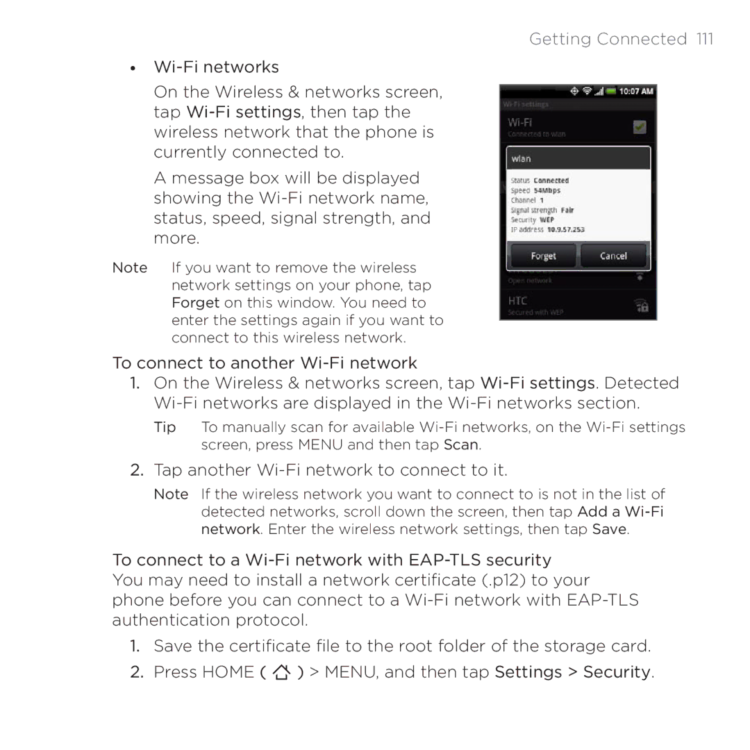 HTC 200 manual Getting Connected  